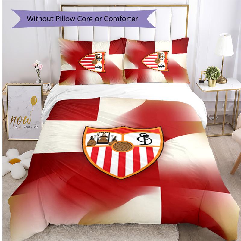 Sevilla FC Printed 3PCS Bedding Set Breathable Duvet Cover with Pillowcases Decorative Bed Linen for Bedroom Home