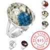 Кольцо из стерлингового серебра 925 пробы Женское Драгоценный камень Ручная работа Ювелирные изделия Подарок на День дружбы Сумасшедший кружевной агат Далматин Дендрит Опал Эвдиалит Говлит Яшма К2