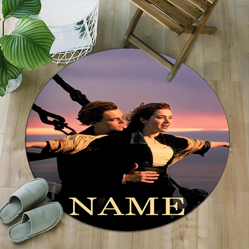 Customizable T-Titanic Round Non-Slip Carpet - Ideal for Garden, Picnic, Office, Perfect for Decoration, Suitable For All Seasons