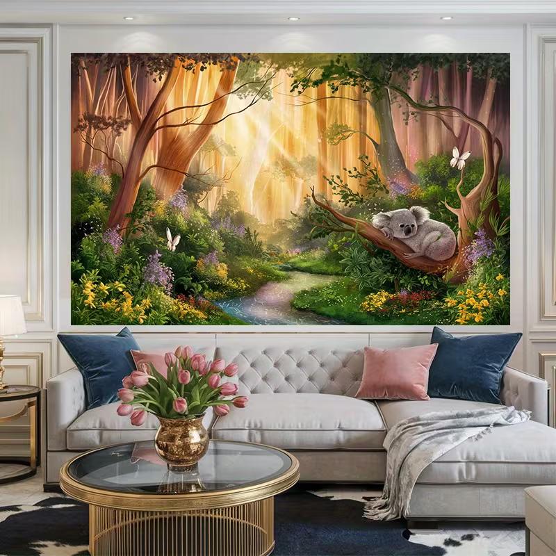 2D Фон Коала Зачарованный Лес Фон для Фотосъемки Детской Вечеринки
