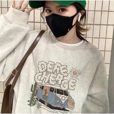 Свободная спортивная повседневная толстовка в стиле ретро с круглым вырезом для женщин на осень и зиму, новый дизайн, маленькая куртка с длинными рукавами