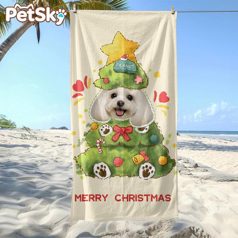 Pet Photo Beach Towel, Dog Cat Print Microfiber Towel, Quick Dry Sandproof Soft Absorbent Bath Towel for Beach Pool