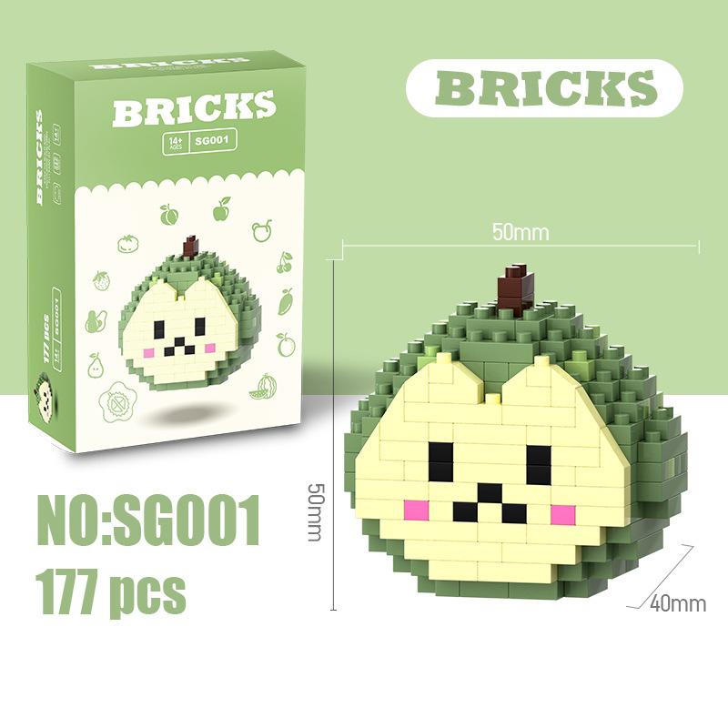 Мелкие детали, сборные строительные блоки, развивающие игрушки, фруктовый пазл, детские, для мальчиков и девочек, развивающие, маленькие украшения, подарки