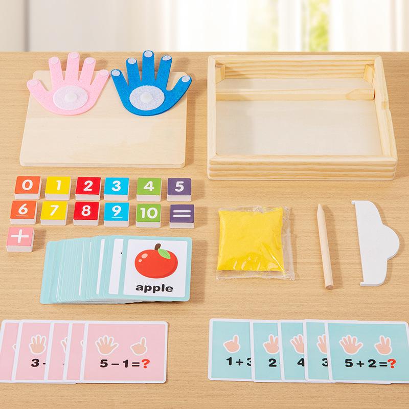 Children's 2-in-1 Sand Drawing Finger Counting Number Spelling Word Drawing Box  Montessori Teaching Aid Early Educational Toys