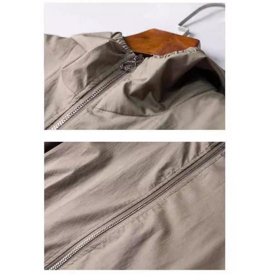 Женский весенне-осенний ветровка средней длины с капюшоном и молнией, карманами с длинными рукавами, однотонный тонкий длинный плащ, уличная одежда