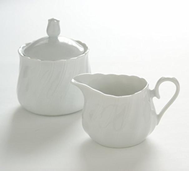 [White Tableware] High-Quality White Porcelain TORSIONE Twisted Sugar Pot & Creamer
