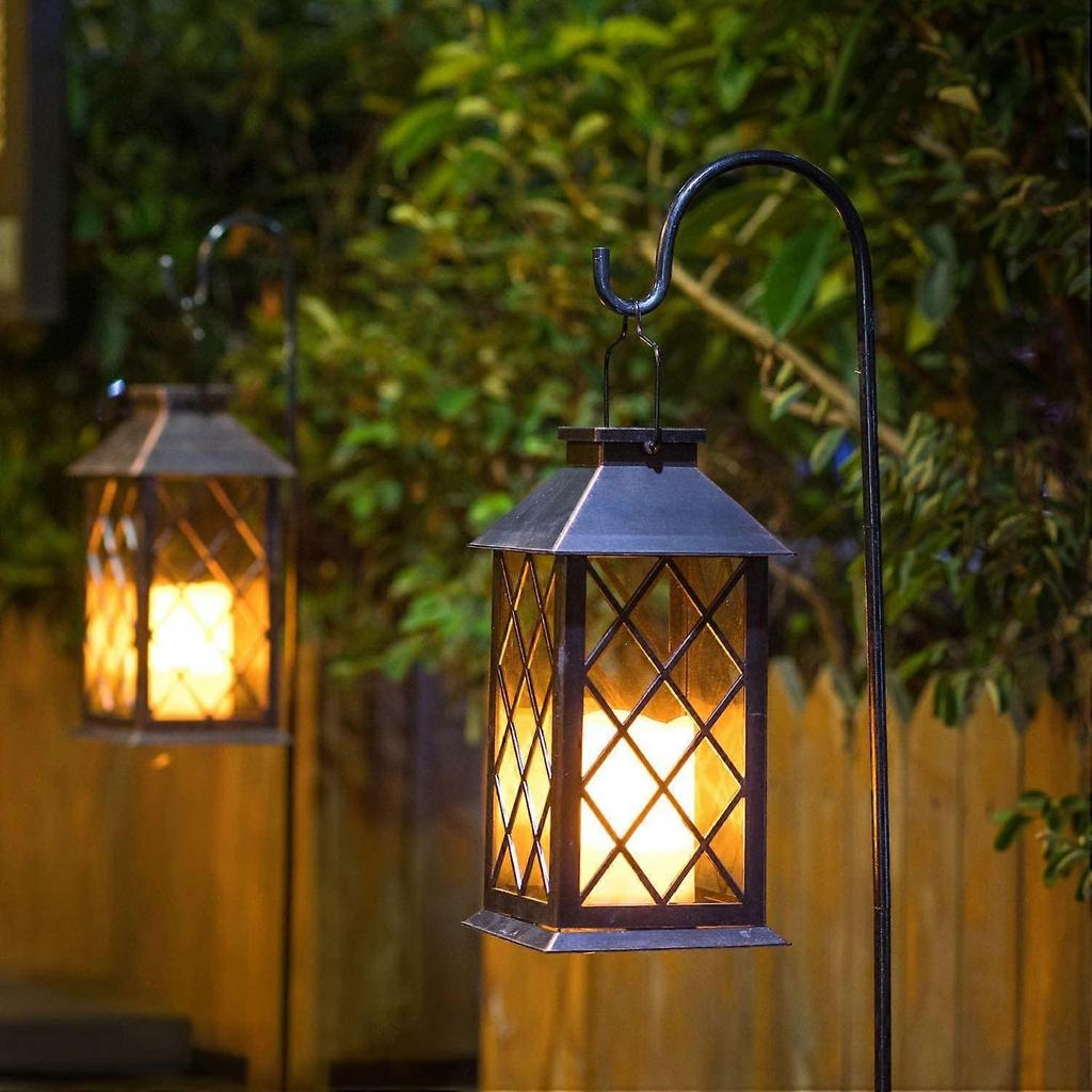 Solar Lantern Hanging Garden Outdoor Lights Flickering Flameless Candle Waterproof LED Lamp