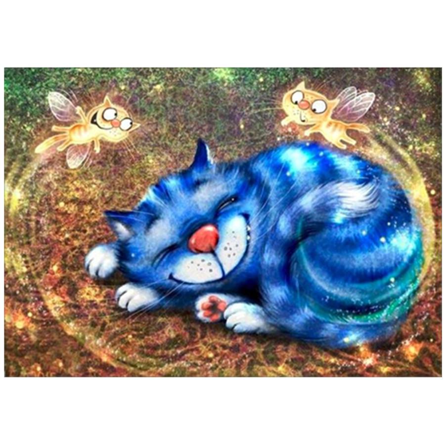 Full 5D Diy Diamond Painting Cartoon Siesta Cat Embroidery Cross Stitch Home Decor Handmade Gift