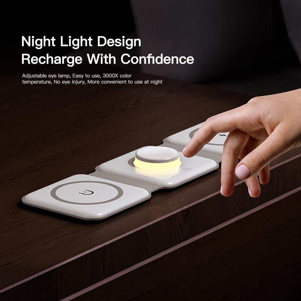 Essager 15 Вт Ночник Магнитная складная подставка для беспроводного зарядного устройства Быстрая беспроводная зарядная станция для Samsung Xiaomi Mi Huawei для iPhone iWatch 3 4 5