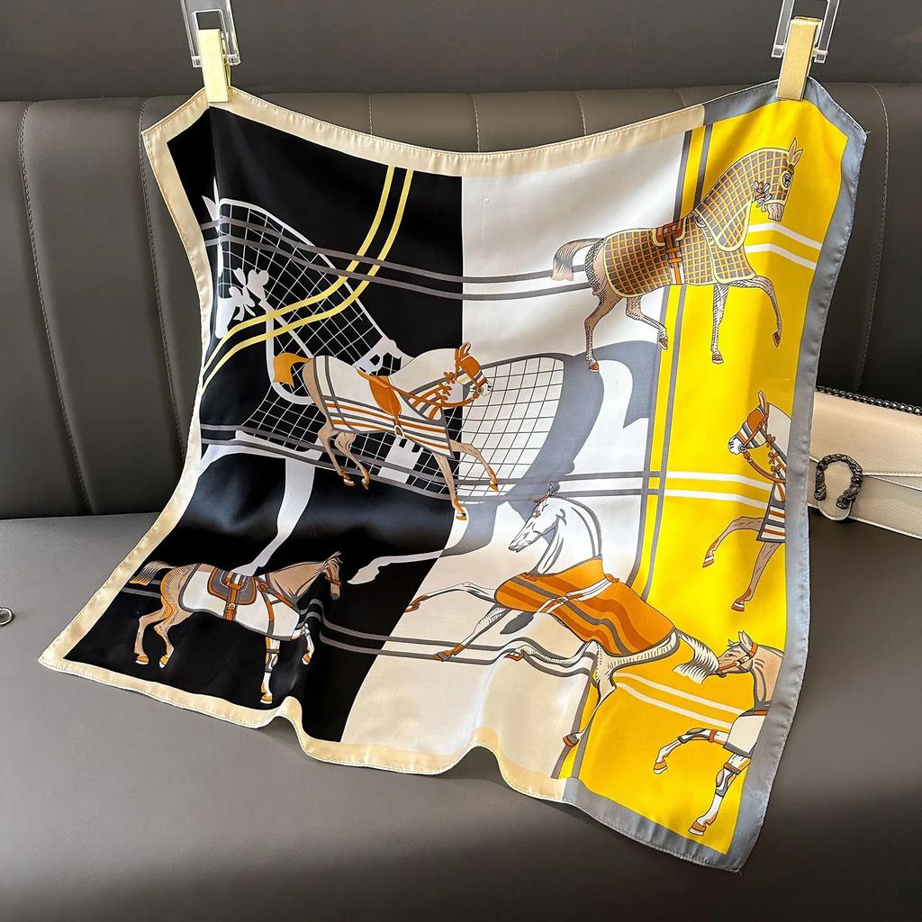 Новая Мода Роскошный Шелковый Платок Бандана Женские Повязки для Волос Квадратные Шарфы Галстук на Шею Шарфы для Сумки Сатиновый Женский Платок Повязка на Голову