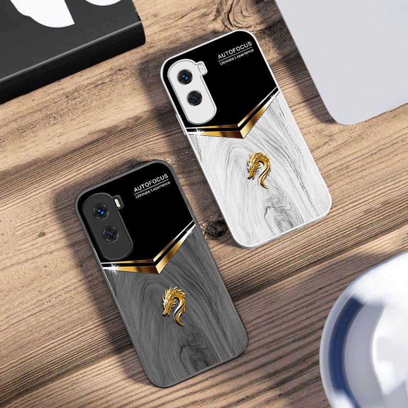 V-образный чехол для телефона с головой дракона из закаленного стекла для Honor 200 90 8X 9X Pro Lite P50 P40 Nova 10 11i P60 Magic4 6 Mate 20 50