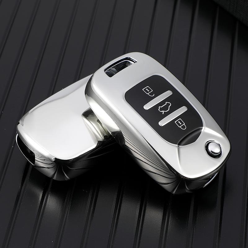Soft TPU Car Key Case Cover Shell Sleeve Protector Holder Accessories for Baojun Wuling Hongguang Key Rings Keychain Bag