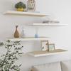 VidaXL Floating Shelves 4 Pcs Oak and White 80x23.5x3.8 Cm MDF