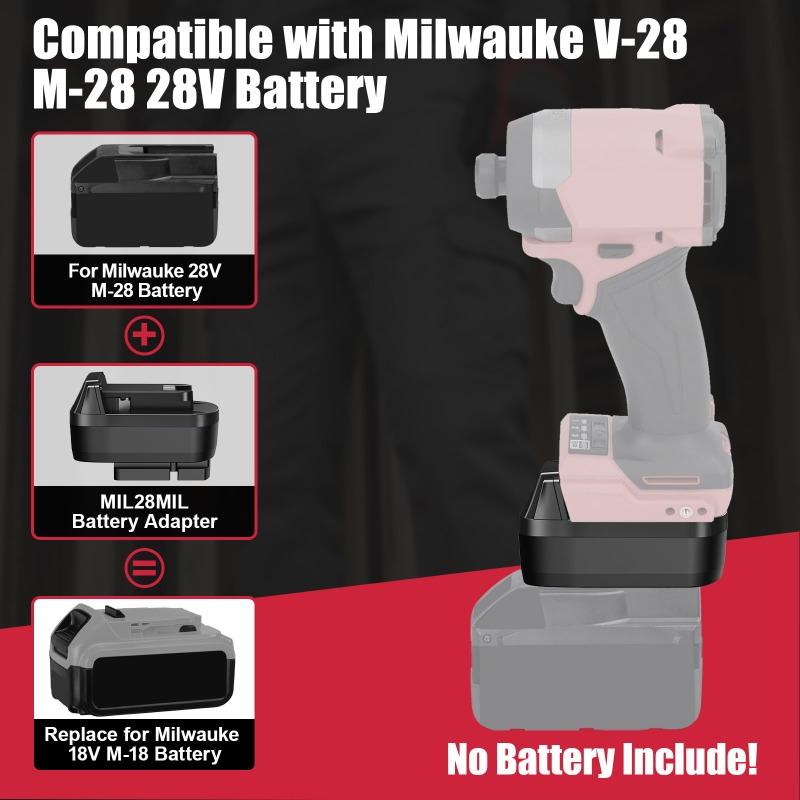 Адаптер батареи MIL28MIL для литий-ионных аккумуляторов Milwaukee M28 V28, преобразующий в питание для электроинструментов Milwaukee M-18 18V