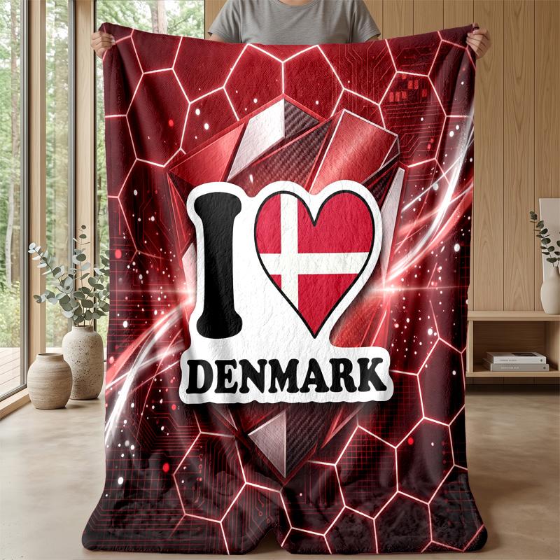 Denmark Football Printed Flannel Blanket Skin Friendly Warm Decorative Throw for Indoor Couch Bed Daily Use