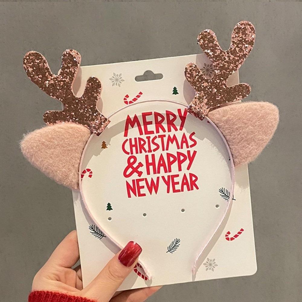 Festive Christmas Headband Novelty Reindeer Antler Hair Hoop Family Gathering