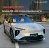 Комплект карбонового обвеса для Nio ES6 23-24: Передний сплиттер, Задний диффузор, Пороги, Заднее антикрыло, Дефлектор на окно, Верхнее антикрыло.
