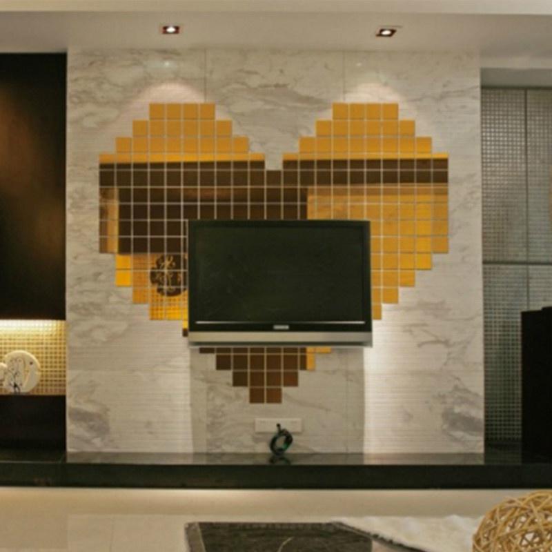 Акриловая настенная наклейка удивительная 100 шт. Акриловая 3D настенная настенная наклейка зеркальный эффект домашний декор DIY