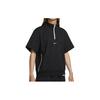 Nike Letter Logo Print Half-Zip Loose Sports Stand Collar Pullover Short Sleeve T-Shirt Men Tops Black FB7053-010