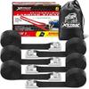 XSTRAP STANDARD Мягкая пряжка-фиксатор с кулачковым замком 6 шт. 8 футов Ременные стяжки для мотоспорта, Черные стяжные ремни, Поставляются с мешком на шнурке, Для крепления груза, багажа,