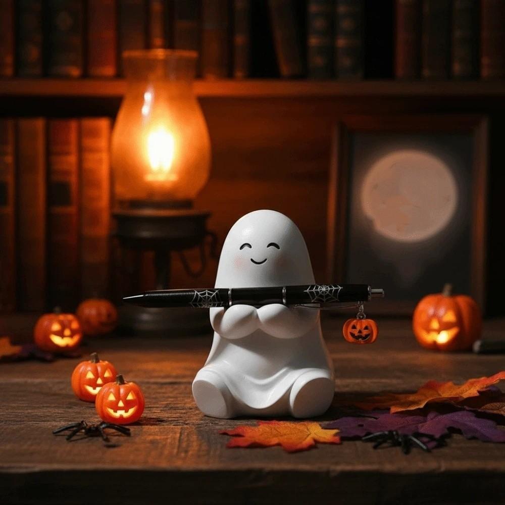 Compact Size Halloween Ornament Resin Material Spooky Pencil Stand Ghost Pen Holder Bedside Table