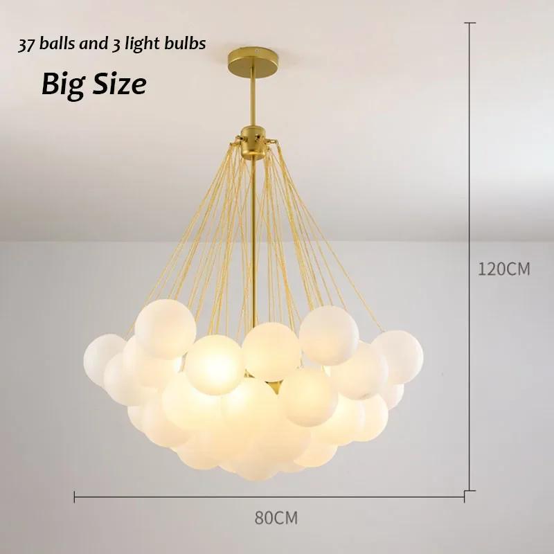 Минималистская стеклянная люстра, 19/37 шариков, черное золото, светодиодная подвесная лампа для столовой, украшения гостиной, светильники