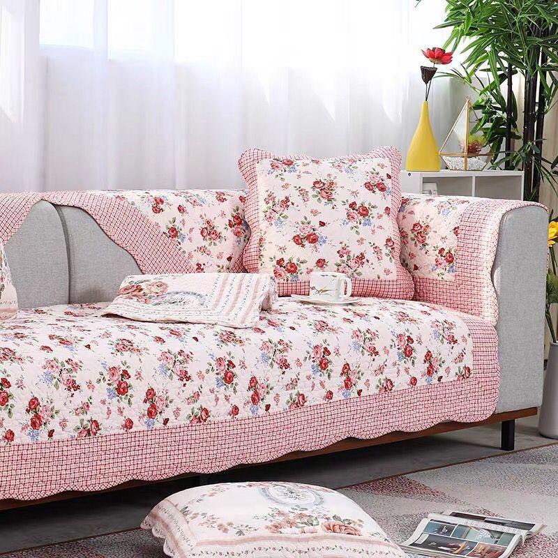 Новая пасторальная подушка в корейском стиле, моющаяся хлопковая лоскутная подушка для дивана, универсальный моющийся стеганый чехол для дивана на четыре сезона