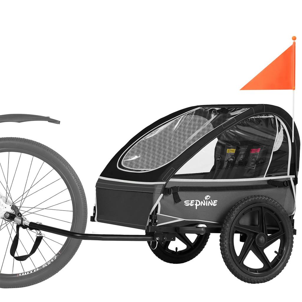 Sepnine BT609 red/blue/black/yellow foldable bicycle trailer, equipped with a 5-point safety belt and a storage bag, suitable for convenient travel