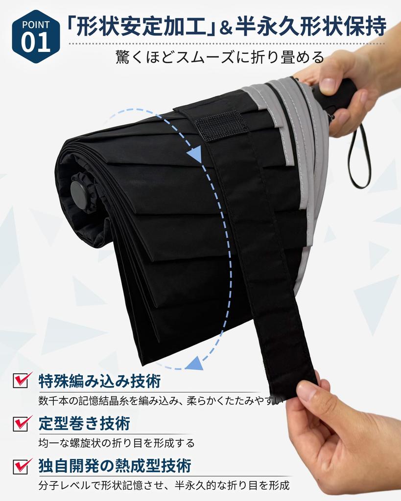 GOKEI Folding Automatic Shape Large with Absorbent Umbrella Quick Folds Day Rainy Season Foldable Umbrella with Folding Shape Retention Umbrella,