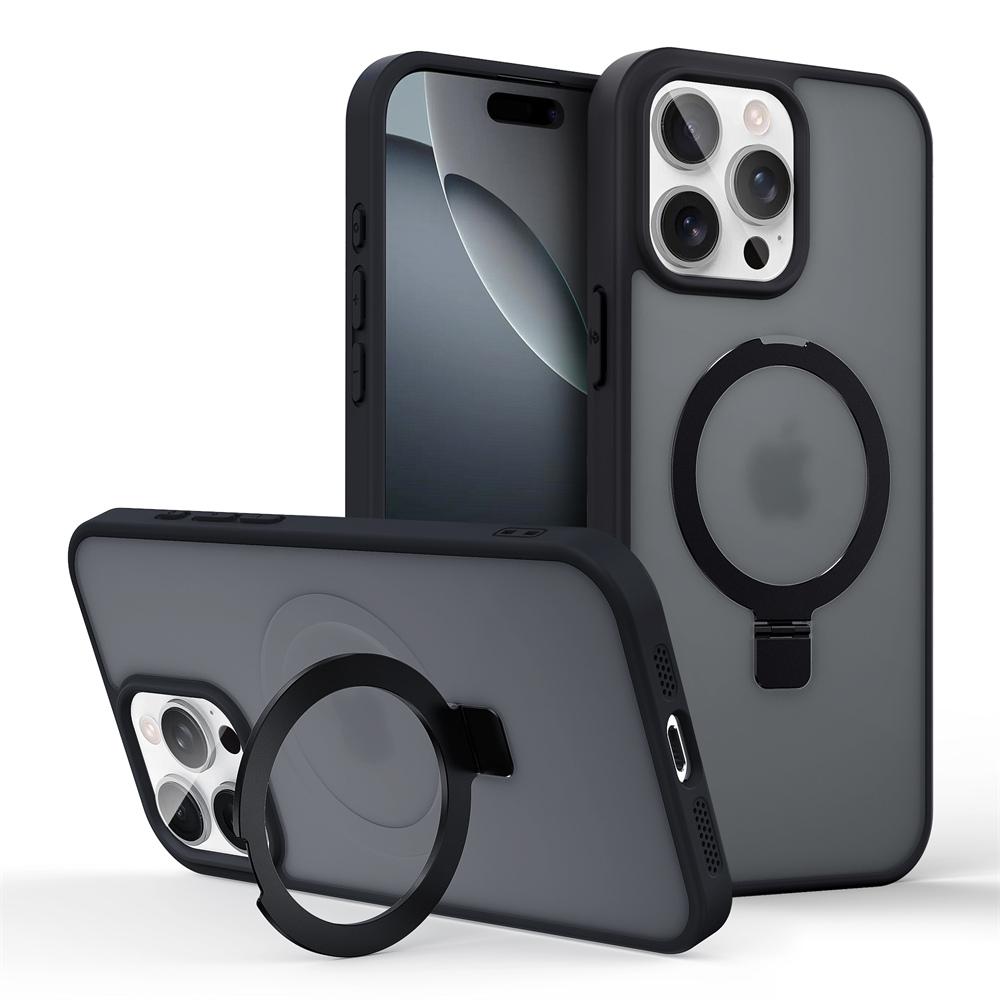 Ударопрочный Магнитный Держатель-Подставка Матовый Чехол Для Для Iphone 16 15 14 Plus 13 12 11 Pro Max Чехол с Держателем Подставка Крышка для Magsafe