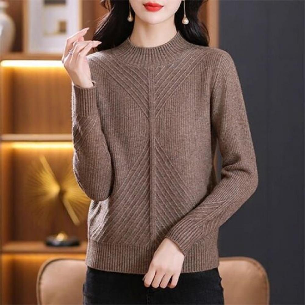 Navava Women Half Mock Neck Long Sleeve Knit Top Nk3542