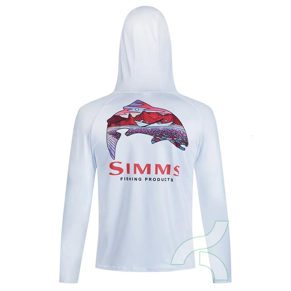 Рыболовный костюм SIMMS с капюшоном, костюм для ловли на спиннинг на открытом воздухе, летний топ с длинным рукавом для защиты от солнца, дышащая спортивная одежда с быстрым высыханием