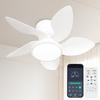 Ceiling Fan Light, 5-Blade, 55W, 4500lm, Suitable for Rooms 8-10 Tatami Mats (approx. 12-18 Sq Ft), Stepless Dimming, Color Temperature Adjustment,