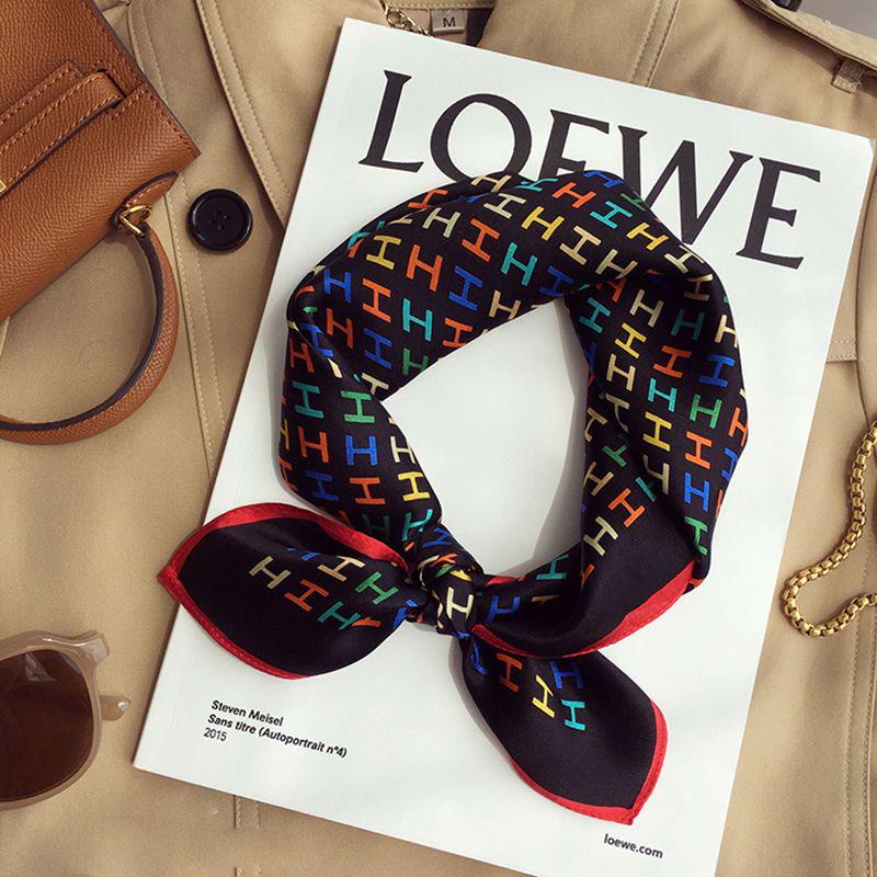 70cm Birch Forest Silk-Blend Scarf: Women's Spring/Summer Oil Painting Style Square Scarf