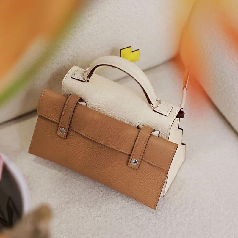 Retro Mosaic Color Block Kelly Shoulder Bag for Women