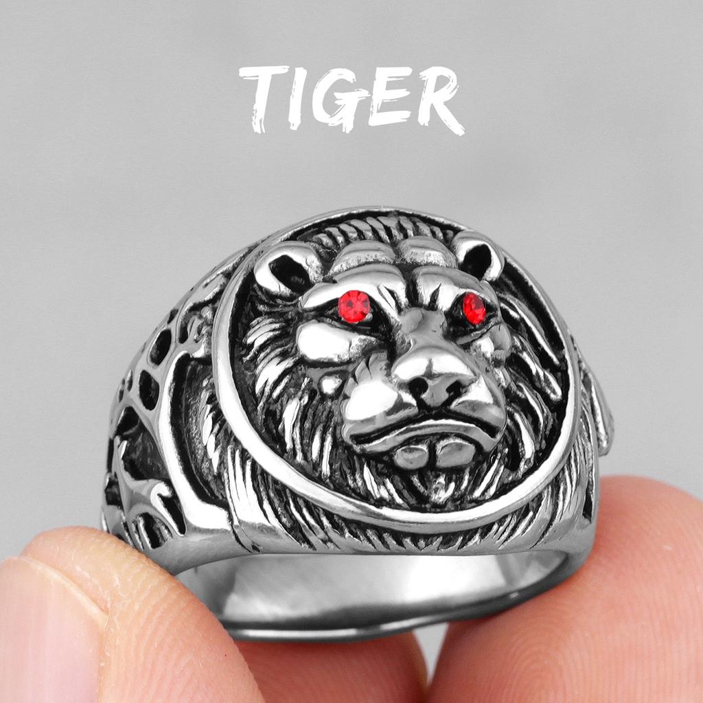 Черные мужские кольца из нержавеющей стали с изображением тигра и животных в стиле панк, хип-хоп, рэп, уникальные для мужчин, бойфрендов, байкеров, ювелирные изделия, креативный подарок