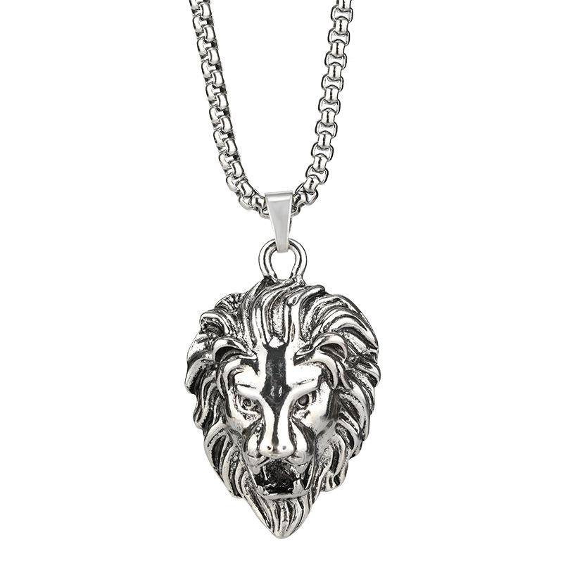 Roaring Lion Head Cool Men Titanium Steel Necklace Hip Hop Punk Street Hipster Nightclub Hip Hop Pendant