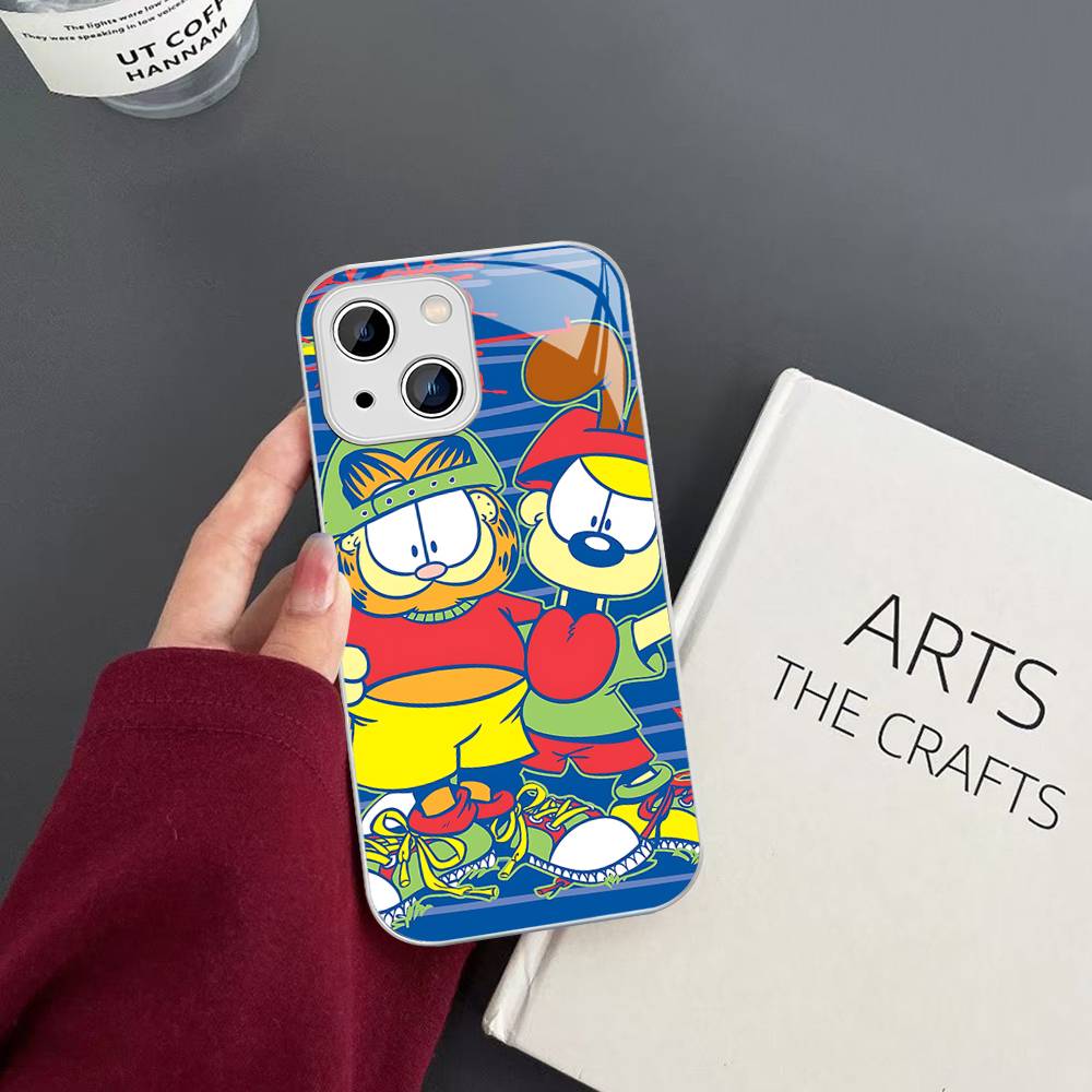 Kawaii Classic G-garfields Cat Tempered Glass For Iphone 14 13 12 11 Pro Mini XS MAX 14Plus X XS XR Cover
