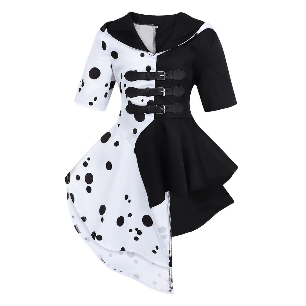 Cruella Deville Princess Costume Dress 12-13 Years 160cm Black White Includes Wig Mask Halloween Carnival Christmas