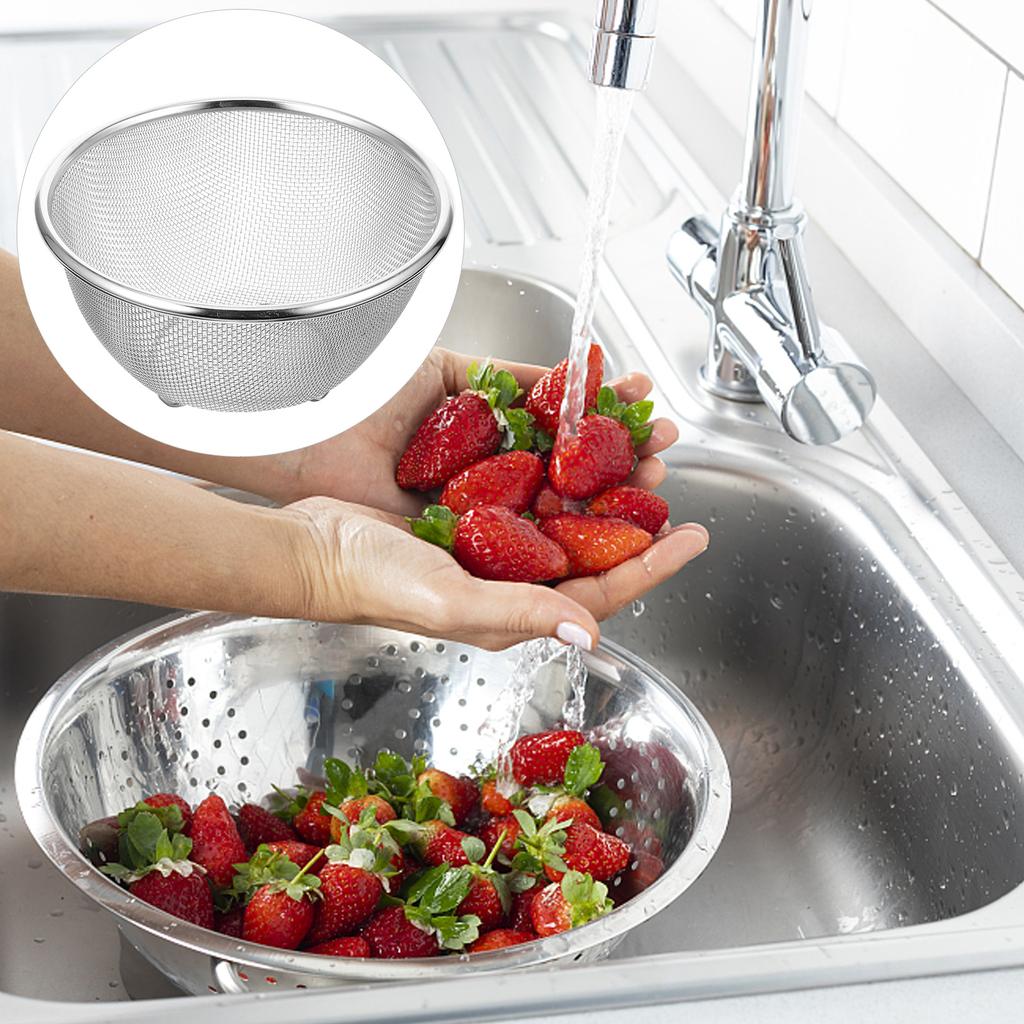 Thickened Stainless Steel Sink Drain Basket Rice Sieve Wash Kitchen Basin Food Washing Bowl Strainer Colander Mesh Strainer