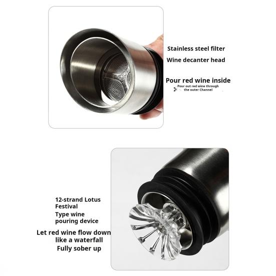 Стеклянный графин для вина с аэратором, фильтрация из нержавеющей стали, 12 каналов аэрации, емкость 1600 мл, графин для красного вина ручной работы для винных бутылок