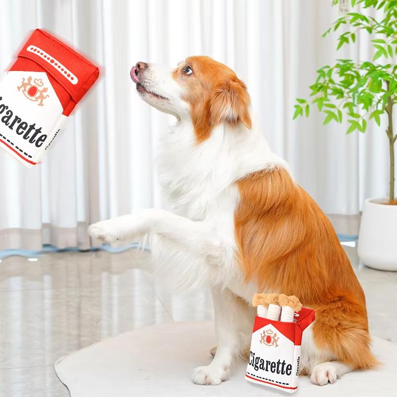 Luxury Dog Plush Chew Toy Squeaky Funny Cigarettes Bite-resistant Chew-resistant Outdoor Anxiety Relief Large Dog Toys