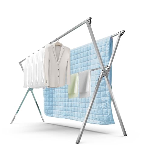 Extendable Stainless Steel Clothes Drying Rod for Futons, Outdoor Use, Dehumidifying, Foldable, Space-Saving, Windproof, Rust-Resistant, Large Capacit