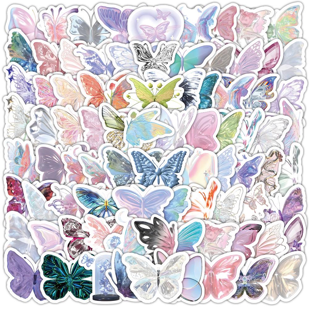 60 листов многоцветных наклеек в стиле ИНС: Реалистичные маленькие объекты в синем, розовом, фиолетовом, желтом и зеленом цветах