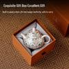 Chaxun Enamel Gold-Plated Silver Lotus Phoenix Tea Set