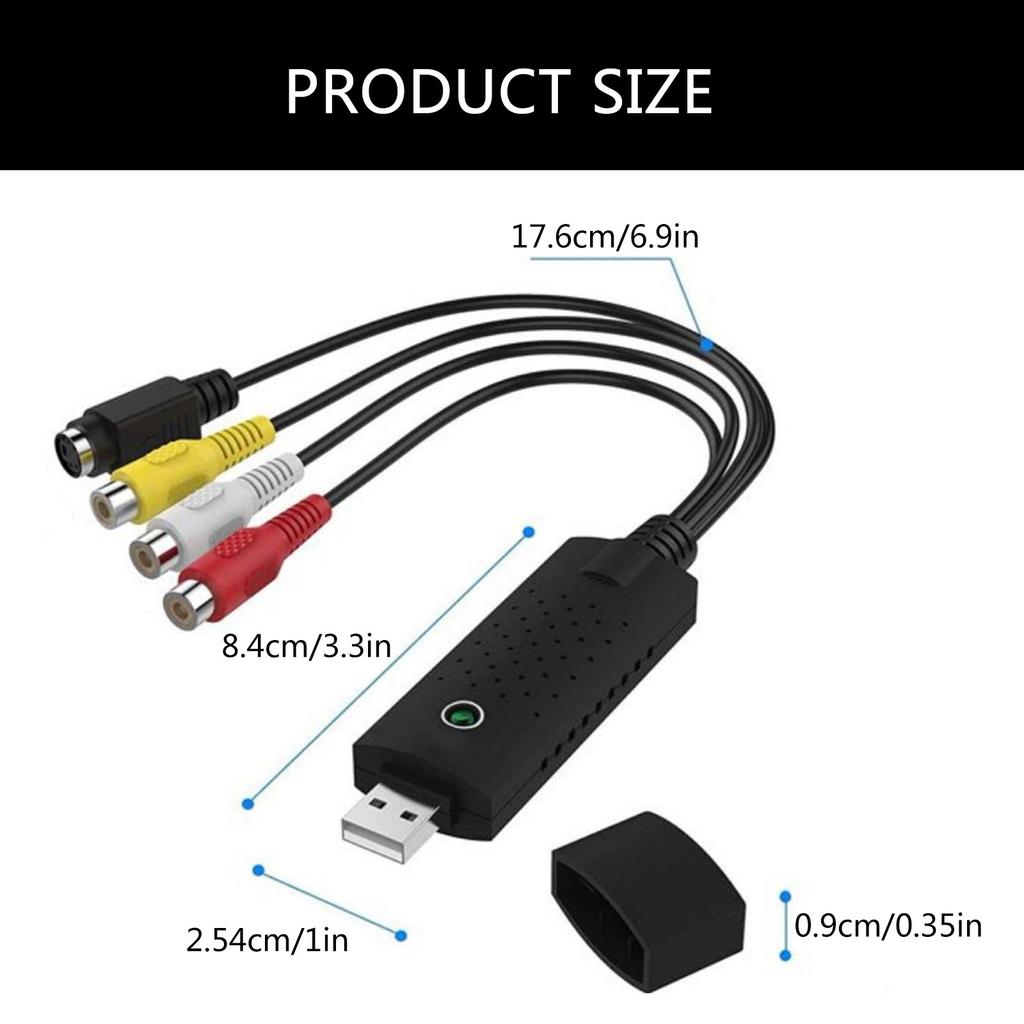 Карта видеозахвата USB 2.0 Видеоконвертер Адаптерный кабель Преобразует VHS Mini DV Hi8 DVD VCR в цифровой формат для Mac и ПК