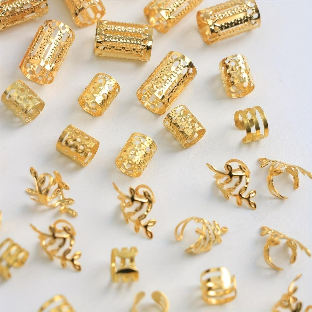 40PCS Hair Braiding Dreadlocks Beads Metal Cuff Clips Hair Braid Tubes Mixed Hair Rings Set Decor