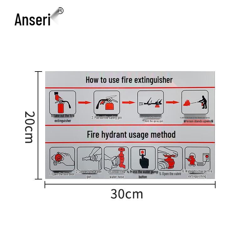 Ansai Rui Acrylic Fire Extinguisher Usage Sign