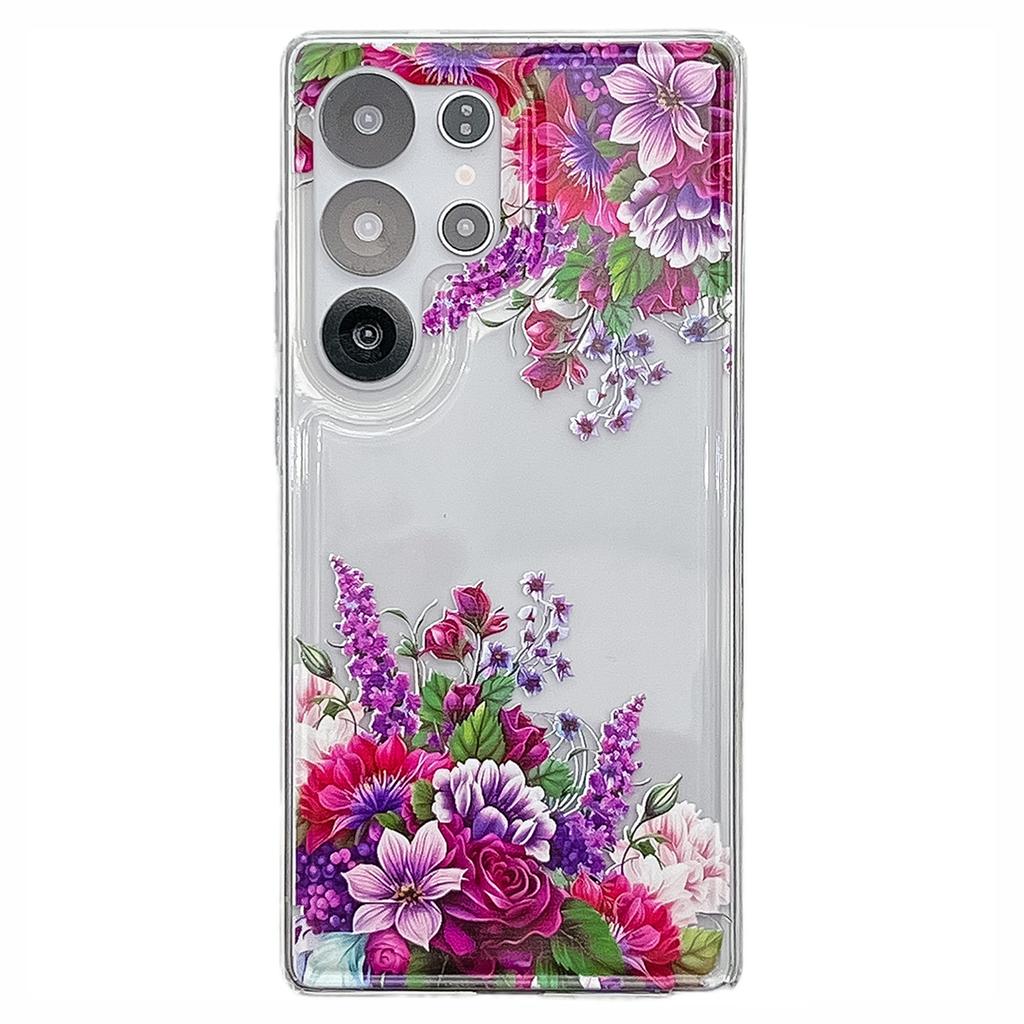 For Samsung Galaxy S25 Ultra Case Full Coverage Floral Pattern Printing Air Cushion Anti Drop TPU Phone Cover