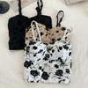 Женские милые эластичные майки, нижнее белье, мягкий бюстгальтер-спагетти, милые укороченные топы с принтом, майки